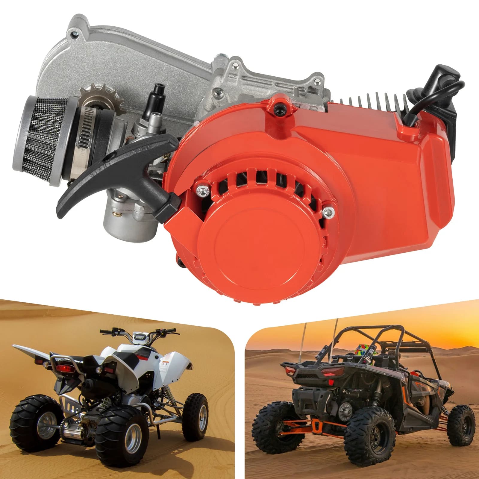49CC Cilindro singolo 2 tempi Motore di raffreddamento ad aria Accensione elettronica Pull Rope Start per Mini Dirt Bike, Beach Bike, ATV