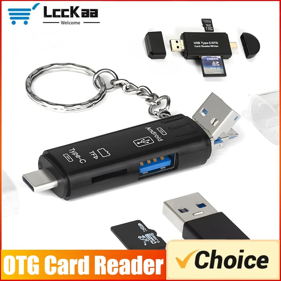 Lettore di schede OTG 5in1 Tipo C Lettore di schede di memoria Micro USB SD Lettore di schede per unità flash USB TF per accessori per computer per telefoni cellulari