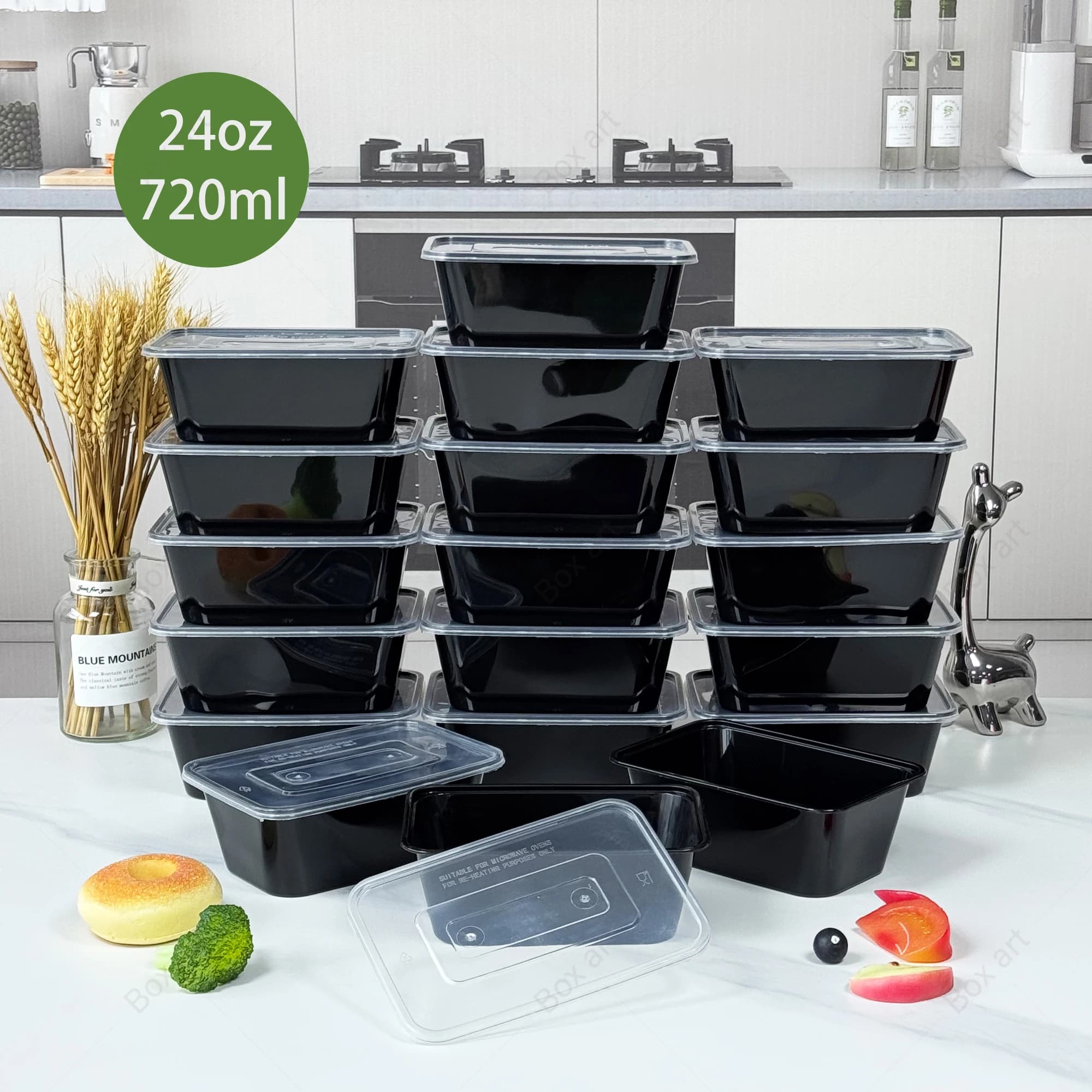 15/50 pezzi, contenitori rettangolari da 720 ml per la preparazione dei pasti, adatti al microonde, contenitori per alimenti da frigorifero, contenitori per il pranzo in plastica riutilizzabili, adatti per contorni, catering, scuola, campeggio all'aperto, attività in vacanza