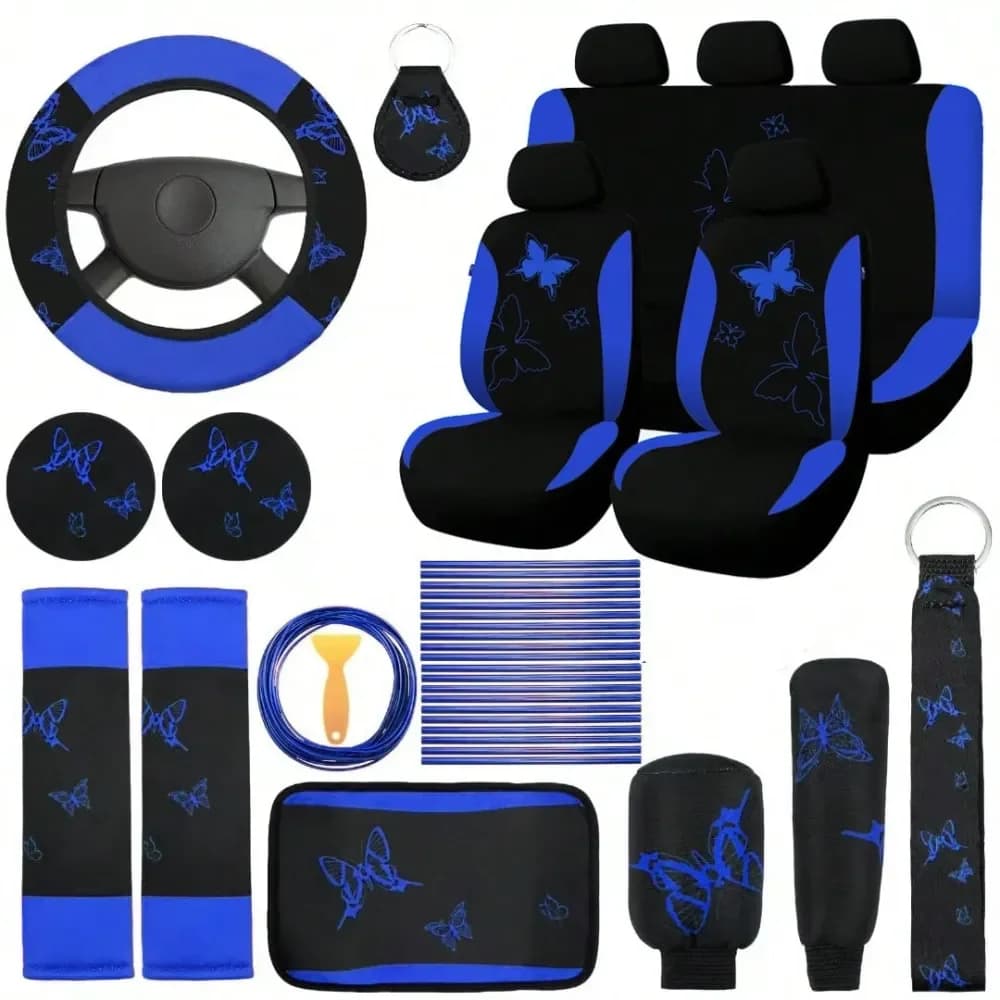 Set di coprisedili per auto Pink Butterfly, set da 41 pezzi, diversi colori disponibili, esclusivi per donne, adatti per SUV