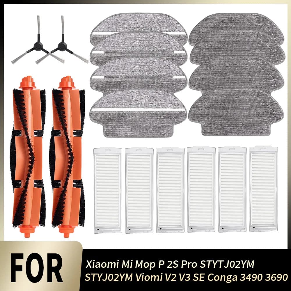Spazzola Laterale Principale, Panni per Mocio, Filtro Hepa per Robot Aspirapolvere Xiaomi Mijia P 2S 3C XMSTJQR2S STYJ02YM, Accessori per Robot Aspirapolvere