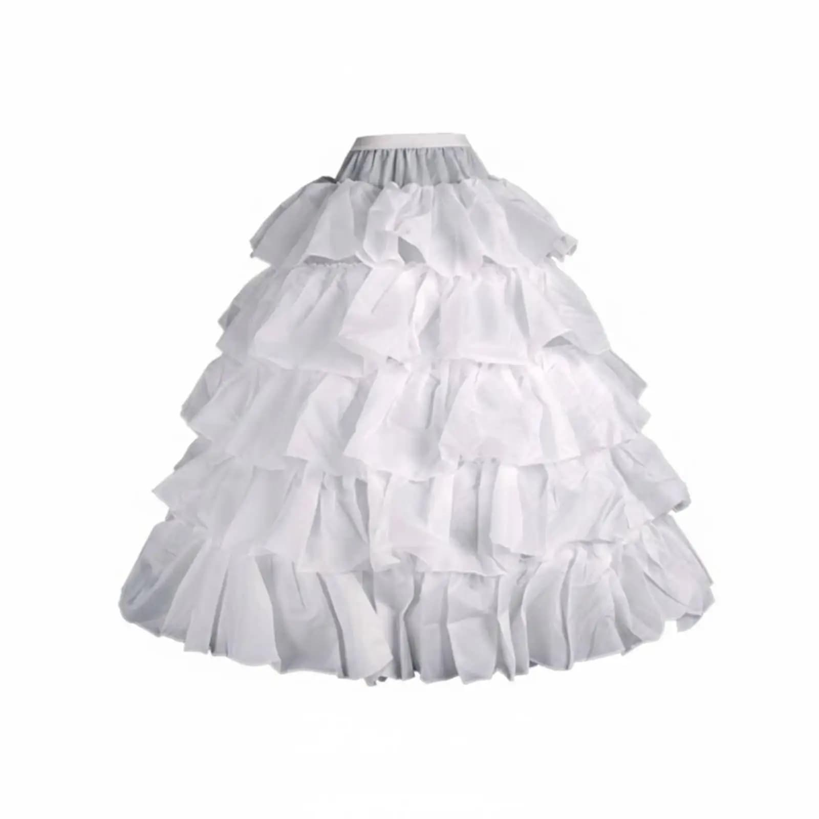 Wedding Dress Hoop Skirt Four Metal Hoops Bridal Petticoat Full Volume Tiered Ruffle Underskirt for Bride, Sweet Sixteen, Formal