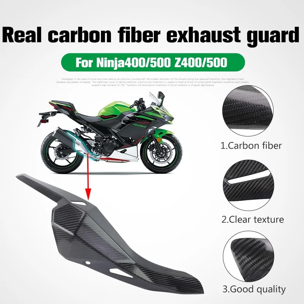 Protezione Termica per Tubo di Scarico in Fibra di Carbonio per Moto Kawasaki Ninja400 Ninja500 NINJA 400 500 Z400 Z500