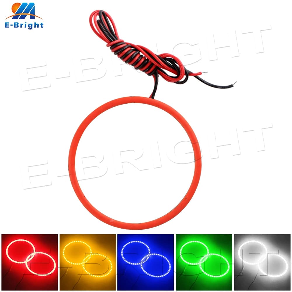 1x Anello Luminoso COB Angel Eyes DRL 60MM 70MM 80MM 90MM 100MM 110MM 120MM per Auto Moto, Faro Fendinebbia LED Bianco Rosso Giallo