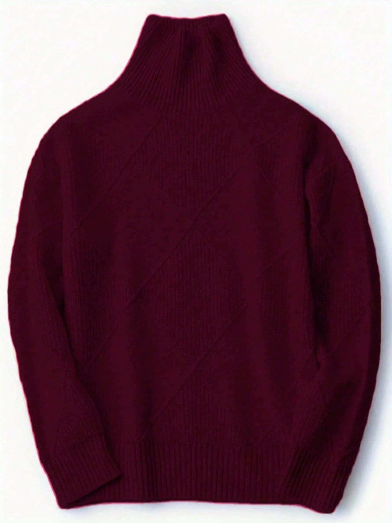 Maglione lavorato a maglia a maniche lunghe con collo alto per donna taglie forti, autunno inverno