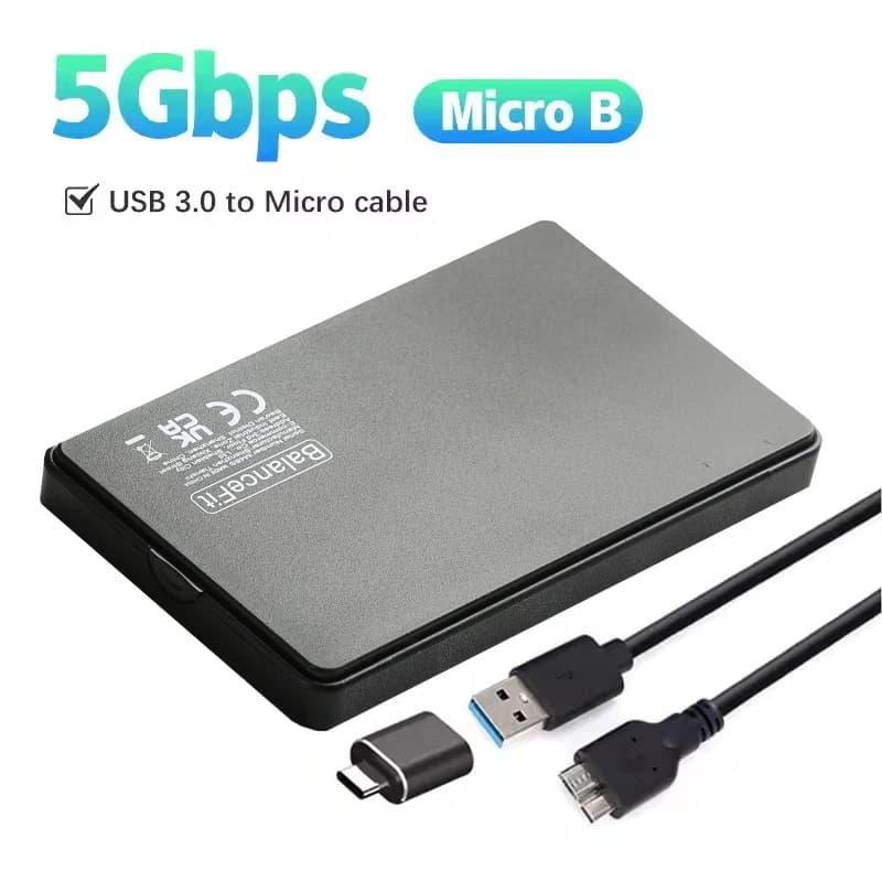 Custodia HDD Custodia da 2,5 pollici Micro B USB 3.0 Tipo-C Cavo Disco rigido esterno 4TB 5Gbps HD Dispositivo di archiviazione portatile Supporto UASP