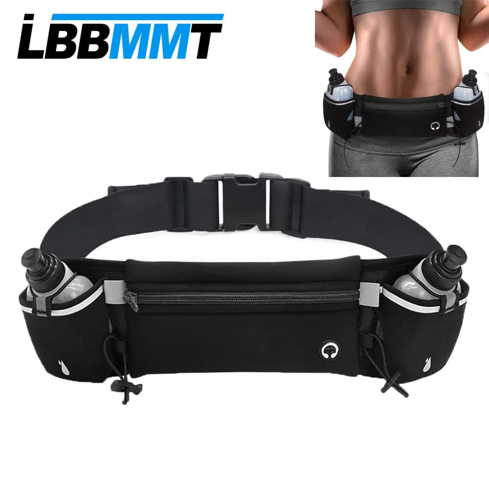 Running belt 1 piece with water bottles, pouch suitable for 7 inch phones, travel pouch, hiking, climbing