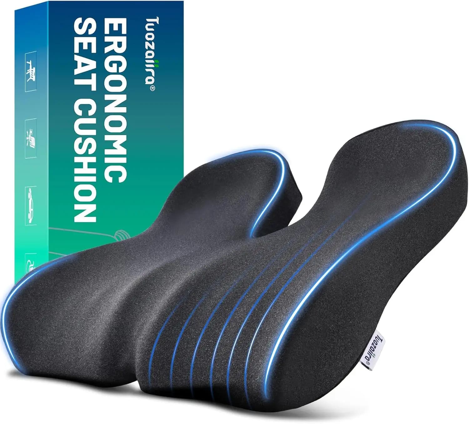 Cuscino Ergonomico con Memory Foam, Taglio a U per Comfort Prolungato, Antiscivolo e Lavabile