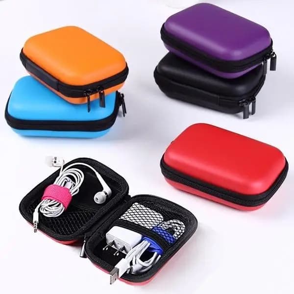 Scatola portaoggetti per cuffie custodia rigida USB borsa per auricolari portachiavi portamonete cavo per carte impermeabile scatola porta auricolari forma quadrata rotonda