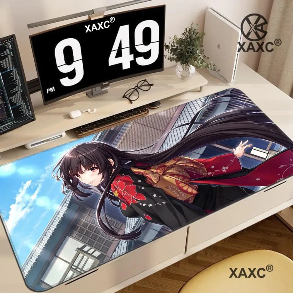 N-Nie no Hakoniwa Amine Mouse Pad Stile Giapponese Gioco Misterioso e Insolito Grande Tappetino da Scrivania per Gaming Stampa H Antiscivolo con Bordo Bloccato XAXC