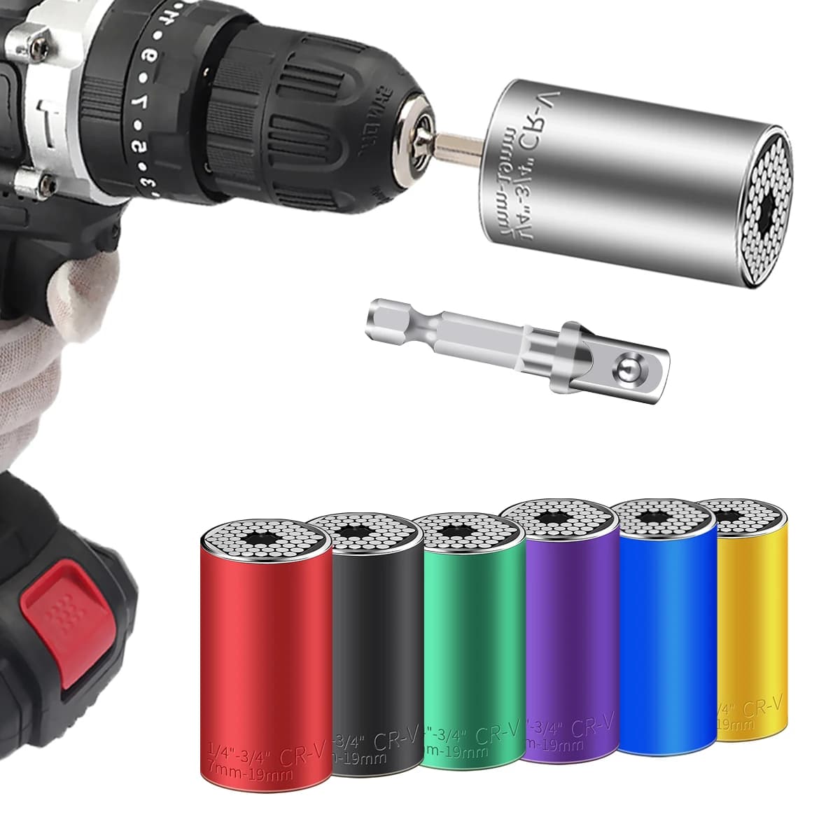 Set di teste per chiavi dinamometriche hardware universale Manicotto a bussola nella chiave Chiave da 7-19 mm Chiave magica Utensili manuali multipli portatili