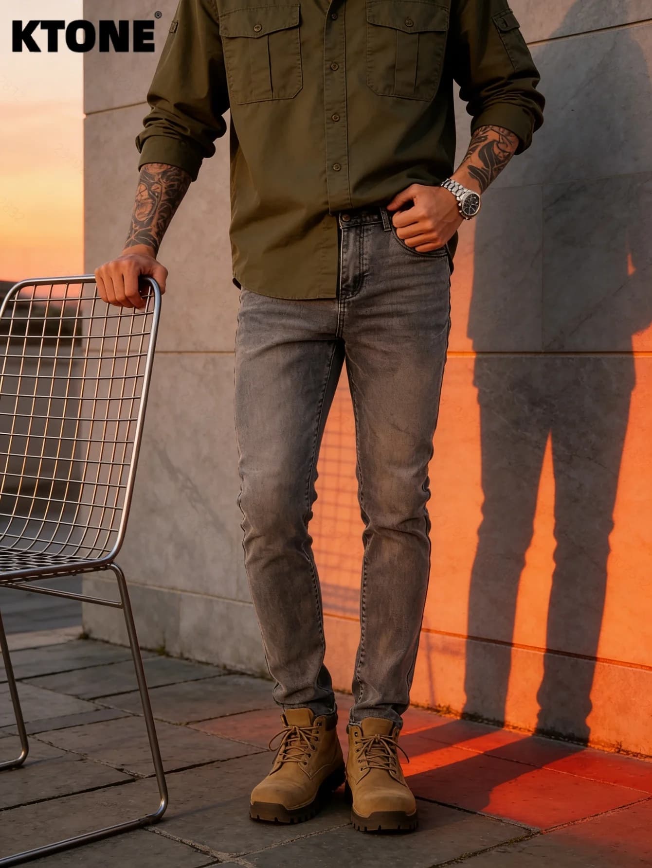 Jeans Slim Grigi da Uomo, Stile Originale Y2K, Moda Drip, Pantaloni in Denim Comodi, Senza Accessori o Cinture Incluse