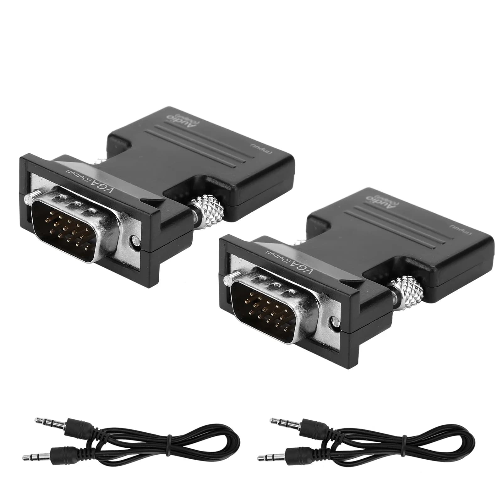 2pcs 1080P For HDMI to VGA Converter with Video Converter Computer Cable Adapters