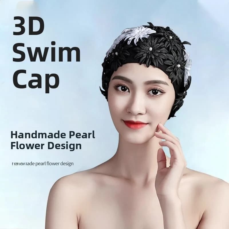 New Baby Hat with Pearl Flower Embroidered 3D Hand, Double Non-Restrictive Fabric Sheet for Women, Warm and Comfortable