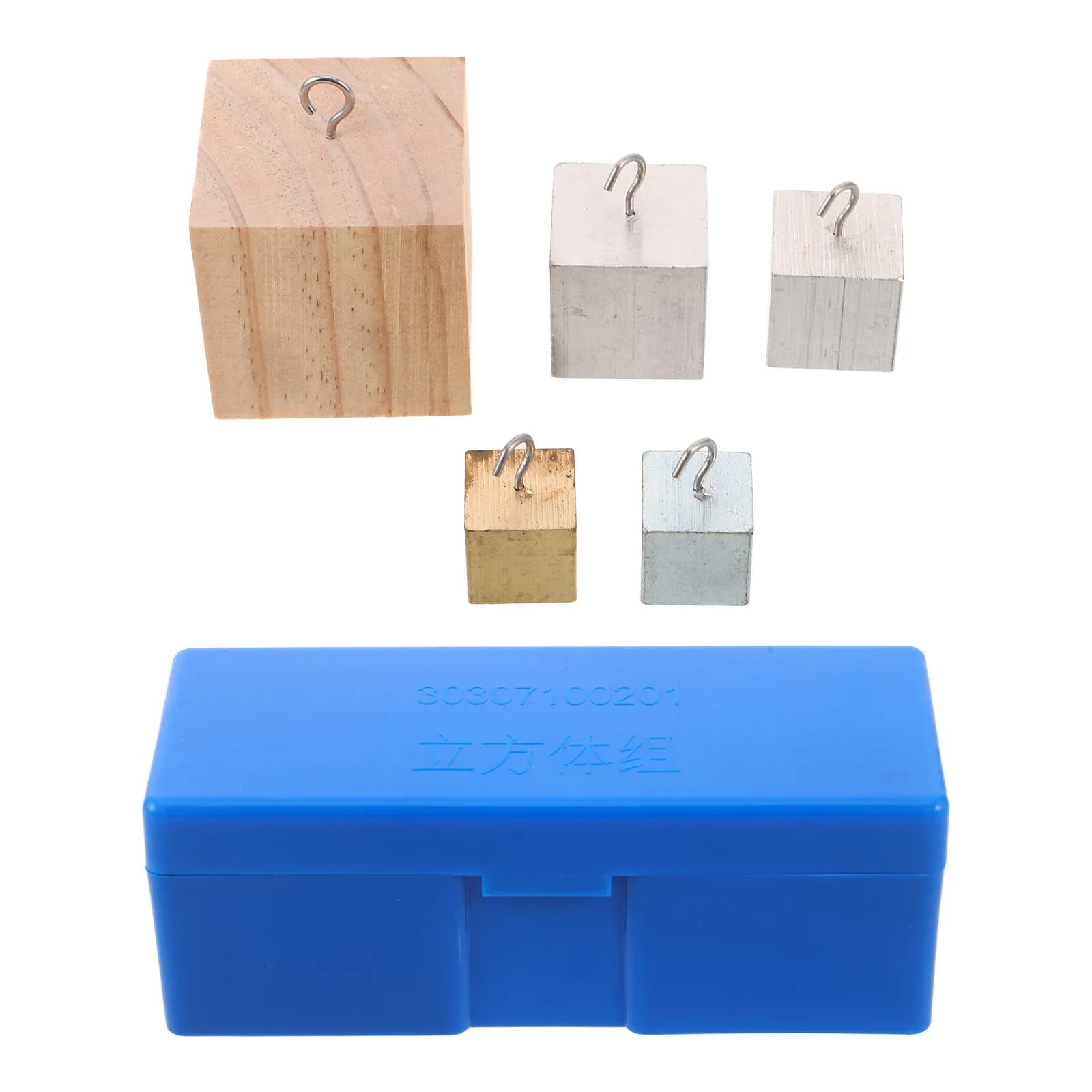 1Set Copper Iron Aluminum Wood Density Blocks Set Precision Cubic Elements for Physics Lab Equipment Chemistry Science Teaching