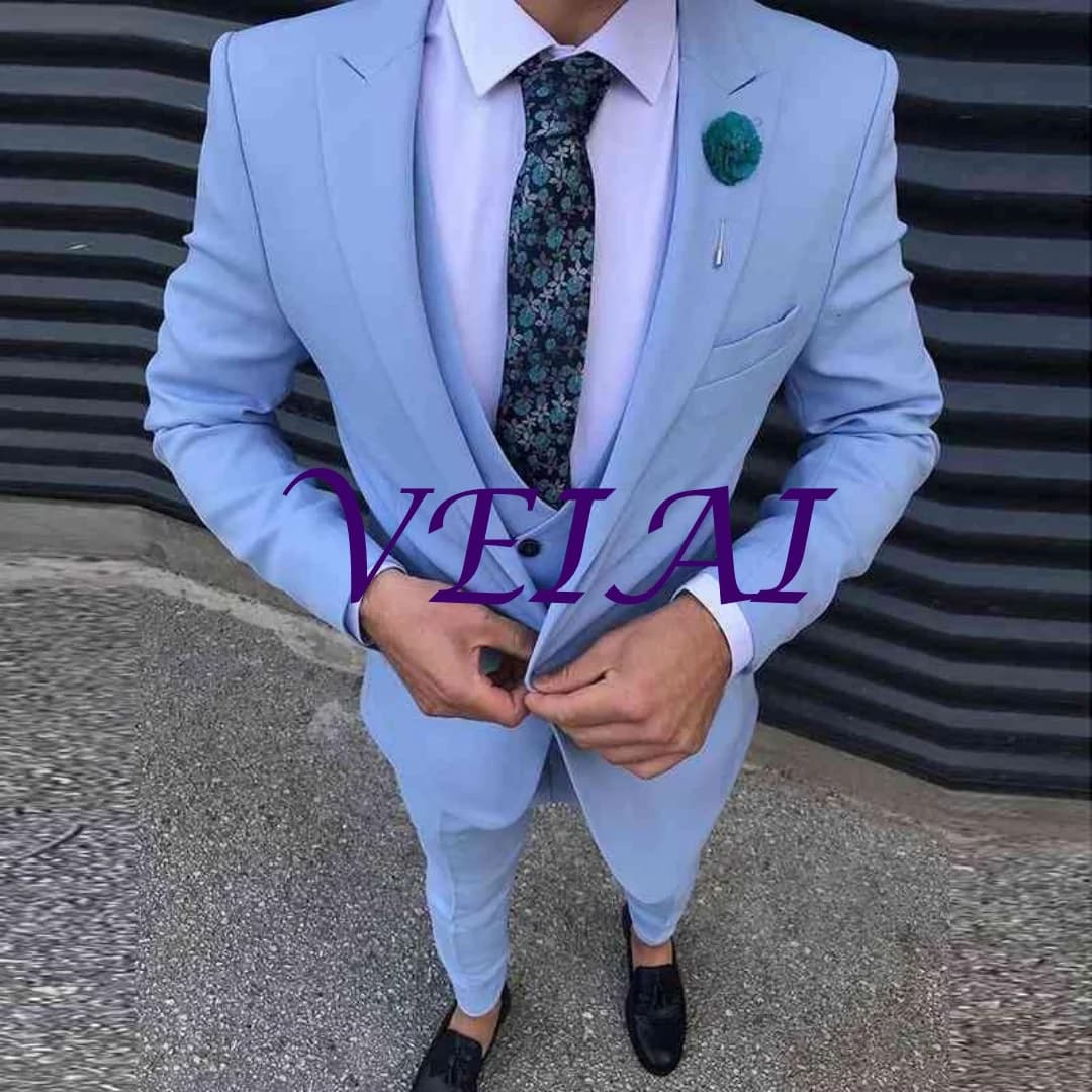 Abito e blazer da uomo personalizzati Rosa chiaro verde blu abiti da uomo homme risvolto aderente smoking pregiato abito da sposo blazer da uomo tre pezzi