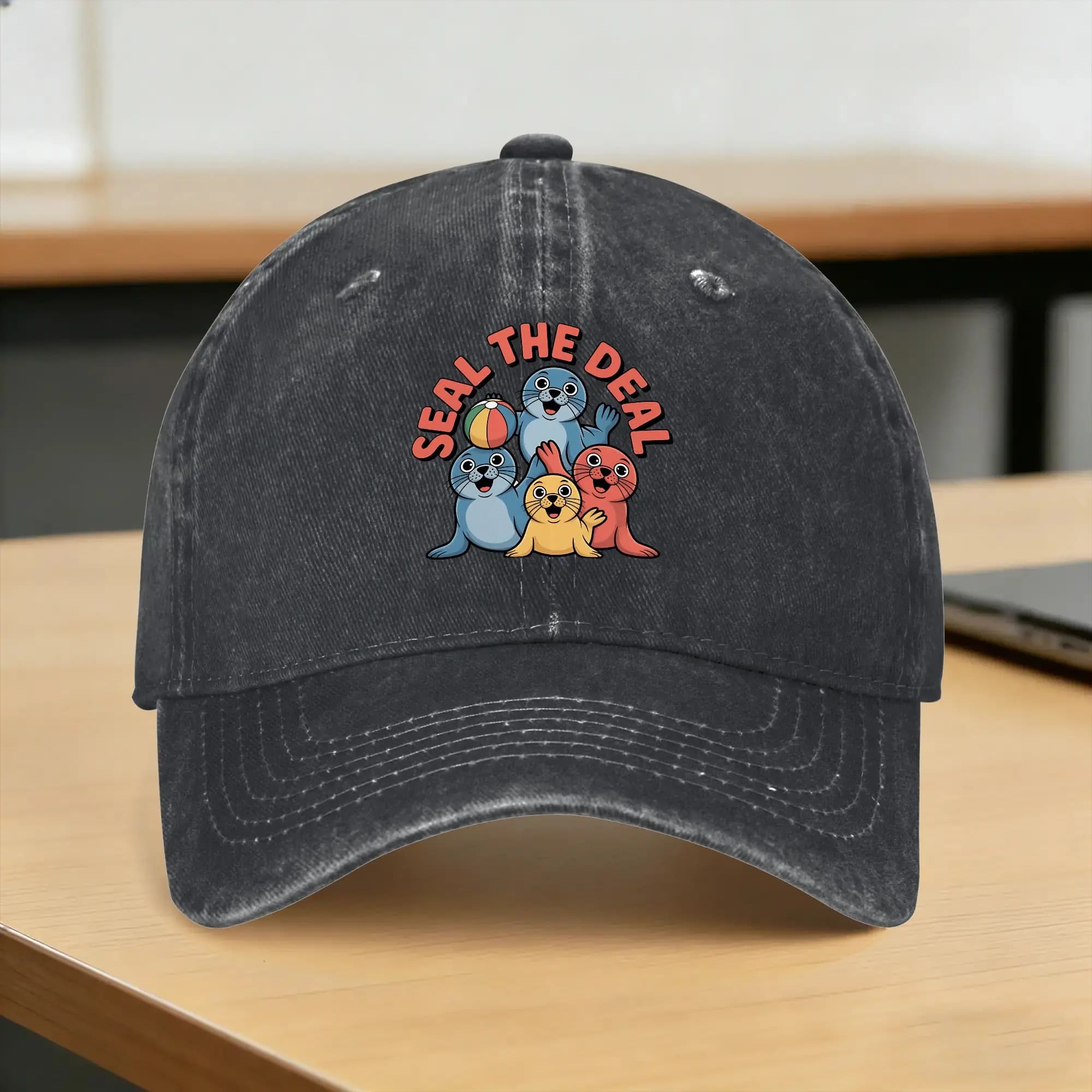 Summer Seal the Deal Baseball Cap Sun Sunscreen Design Washed Trucker Hat Unisex-Teens Street Style Kpop Rock Baseball Caps