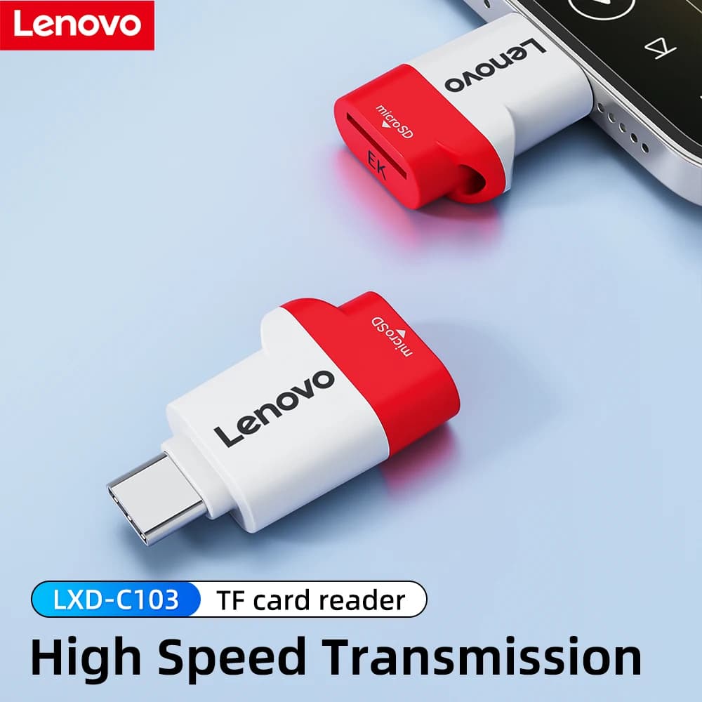 Lenovo C103 Lettore di schede USB 3.2 TF Lettore di schede Micro SD Mini adattatore OTG portatile di tipo C per telefono e laptop