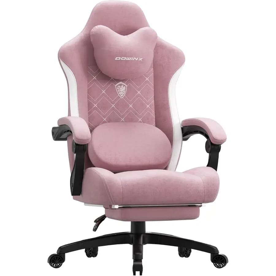 Sedia da Gaming con Supporto Lombare Riscaldato e Massaggiante, Poltrona da Gaming in Tessuto per Adulti di Taglia Grande con Poggiapiedi, Ergonomica