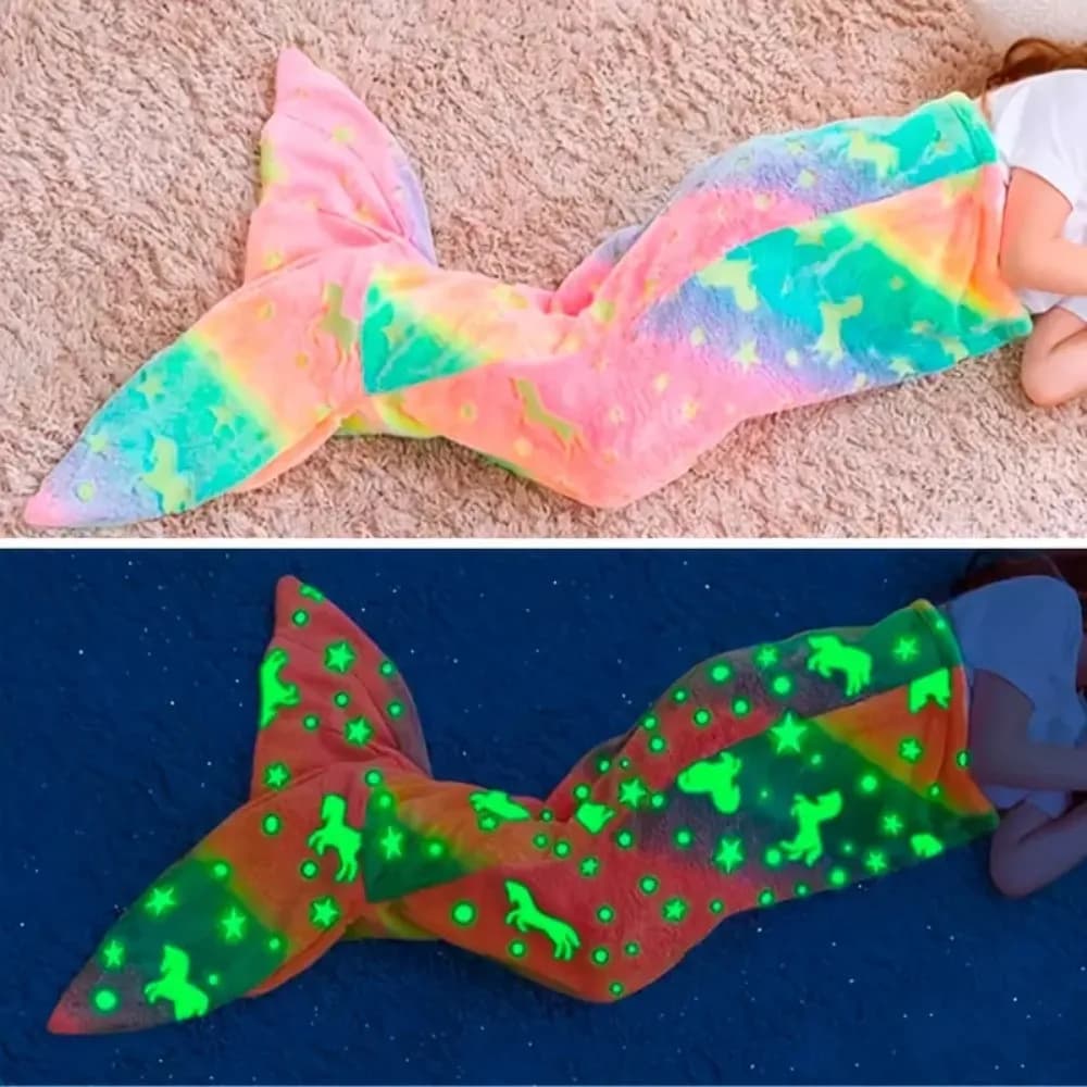 Creative flannel, soft and cosy rainbow siren blanket, beautiful universal siren tail blanket for adults