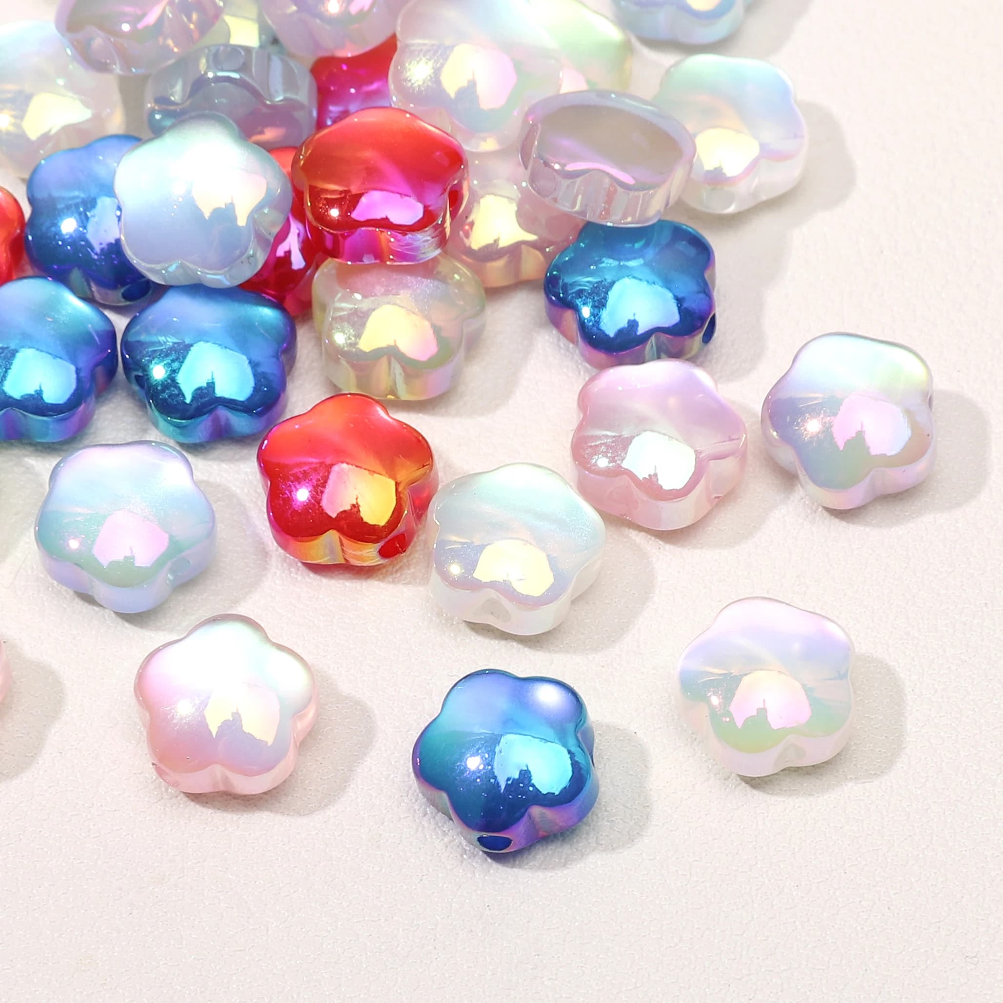 5/10 Pezzi Perline a Fiore da 10mm in Acrilico, Perline Distanziatrici Sciolte per Creazione Gioielli Fai da Te, Materiali per Orecchini, Bracciali, Collane e Ciondoli per Borse da Donna