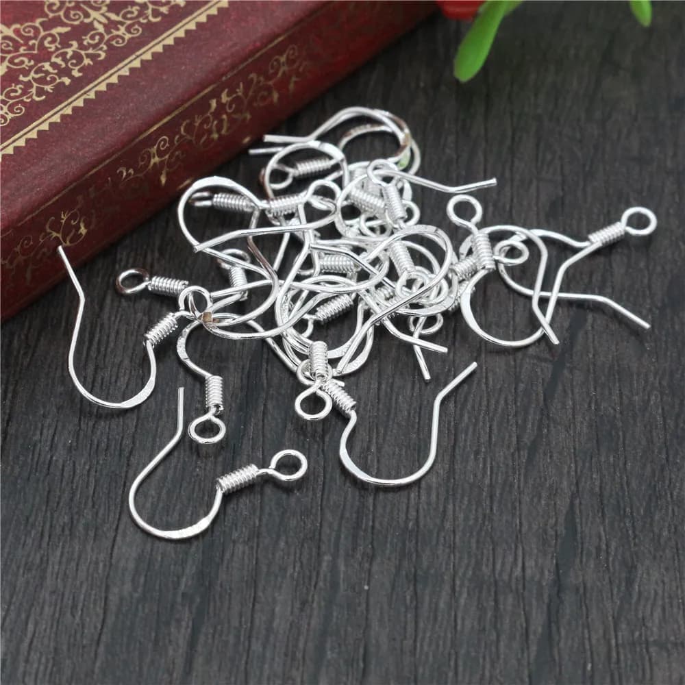 50 pcs 16mm 925 Sterling Silver Plated Hooks for Earrings closure DIY Jewelry Accessories Making Jewelry Wholesale