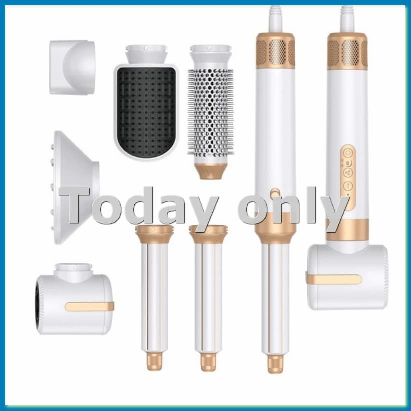 Styler Multifunction 7 in 1, Automatic hair curler, Hair dryer 1400W, Set Potent Hair Plate, Plug USA - A13G