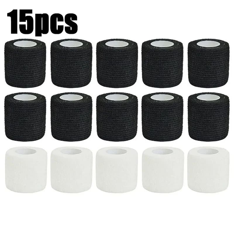 1/3/9/15 Pezzi Nastro Elastico Adesivo Nero Bianco per Sport, Fasciatura Elastoplast per Ginocchio, Dita, Caviglia, Palmo