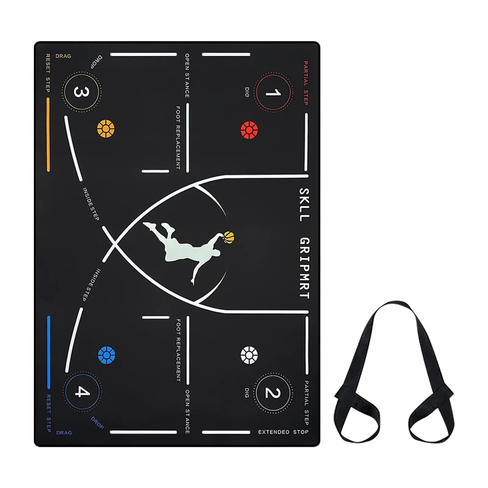 Tappetino Portatile per Allenamento di Basket, Scala di Agilità Antiscivolo e Tappetino per Esercizi di Dribbling e Manipolazione della Palla, Pratica Indoor