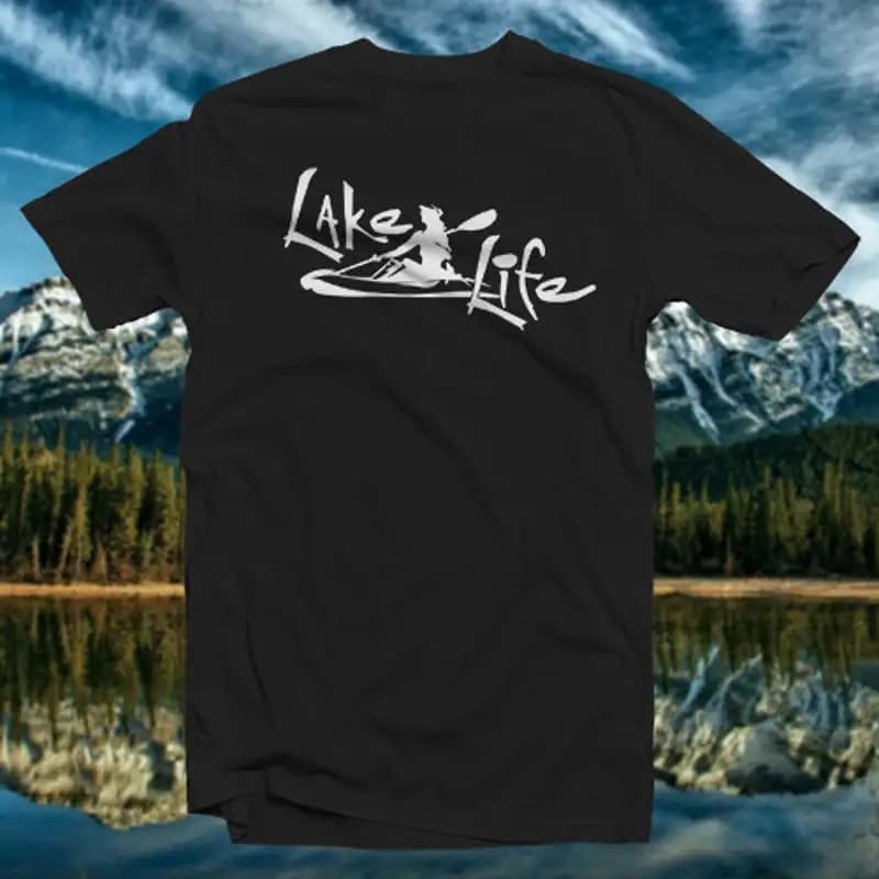 Lake Life 3 T-shirt in cotone Acqua Culto Onda Kayak Canoa Paddle
