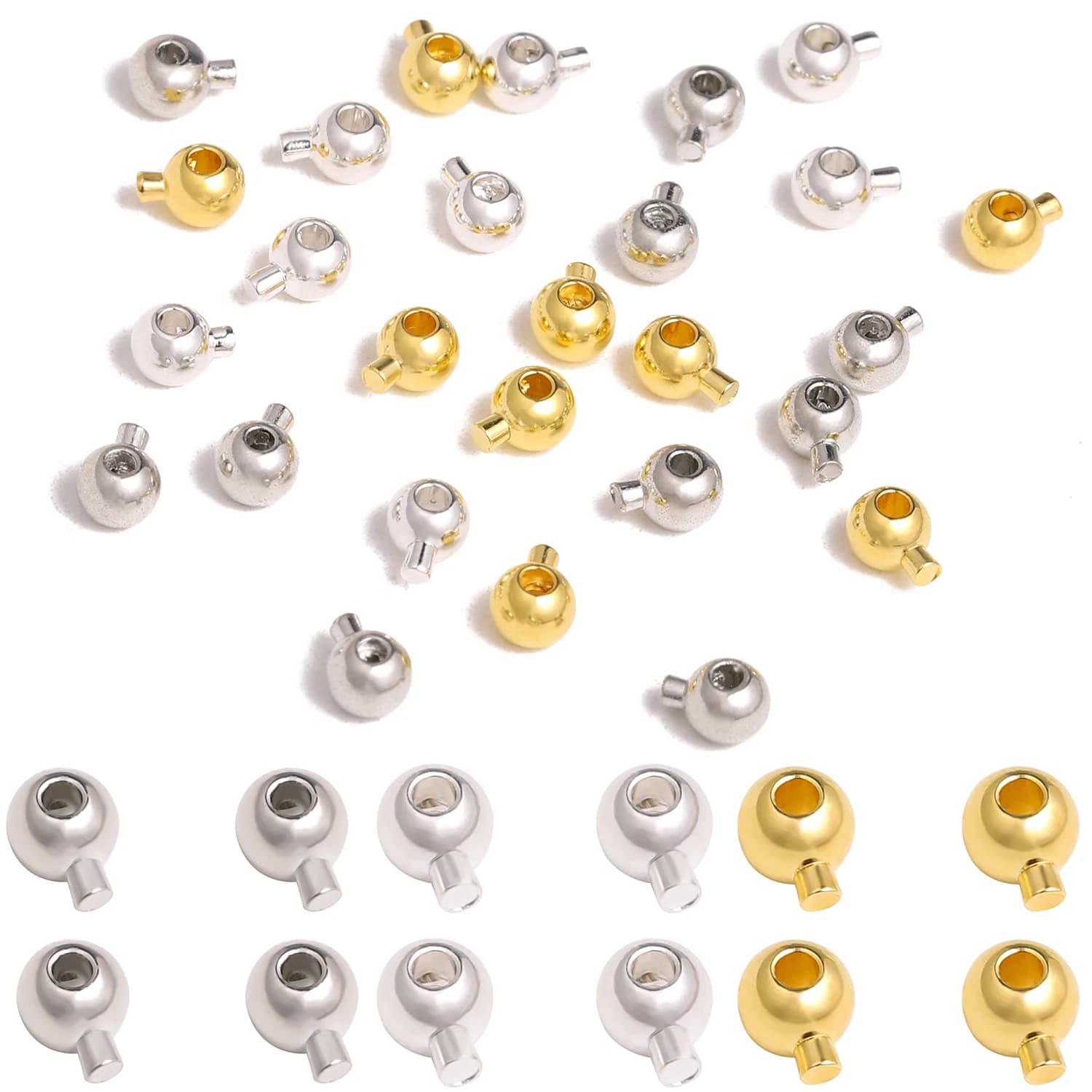 Round Stainless Steel Stopper Spacers Positioning Crimp End Septum Clip Clasp for Jewelry Making DIY Necklace Bracelet Connector