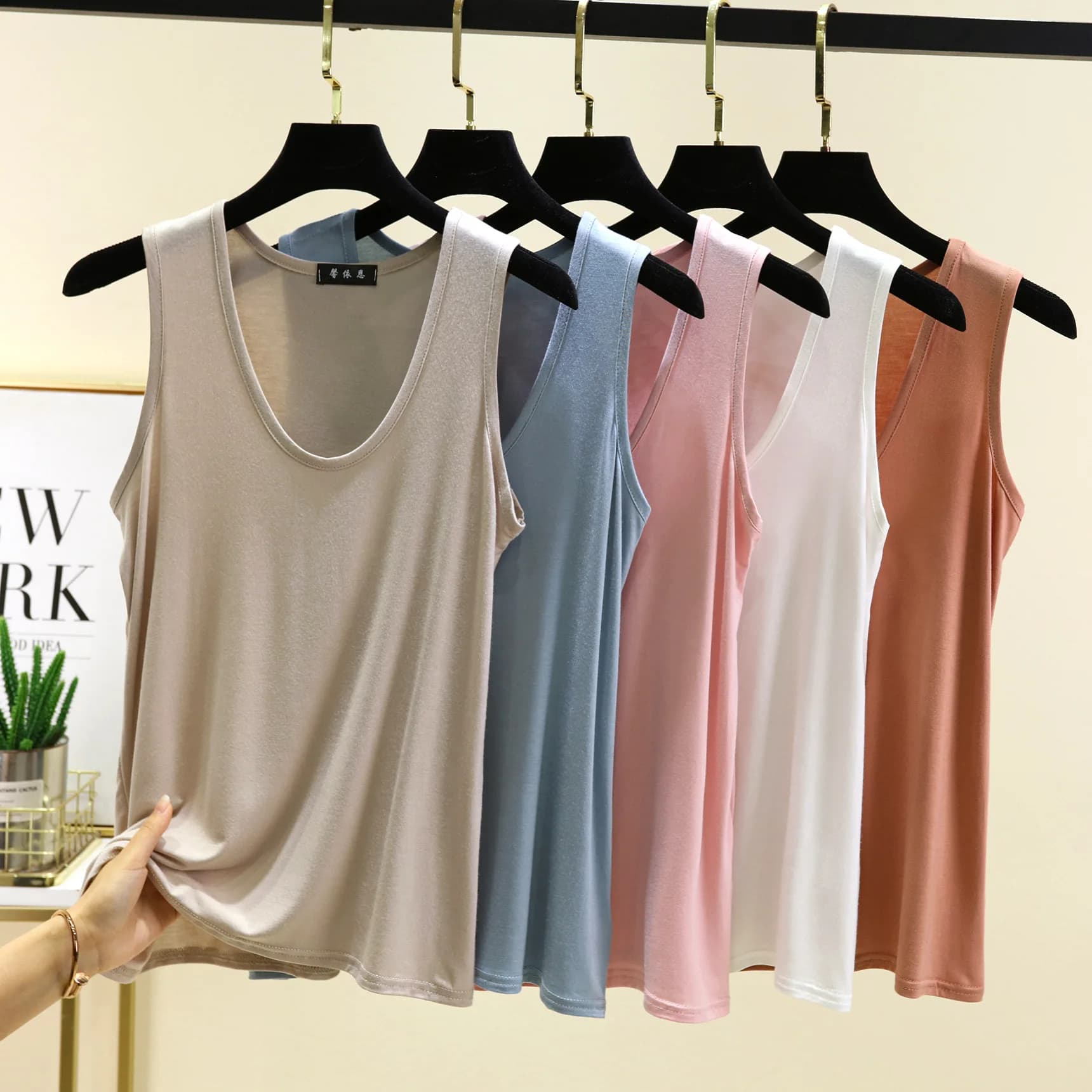 Taglie forti dalla L alla 6XL Canottiere da donna modali con scollo a U Estate Sottile senza maniche Top con fondo T-shirt allentate gilet comfort homewear