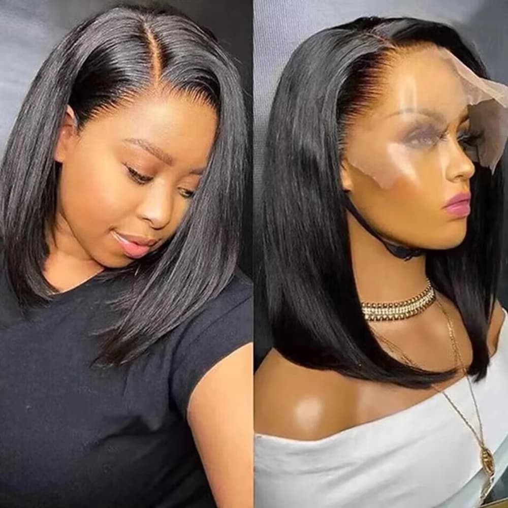 200% Density Bob Wig Human Hair 13x4 HD Lace Front Wigs Human Hair Glueless Straight Lace Frontal Human Hair Wigs for Women