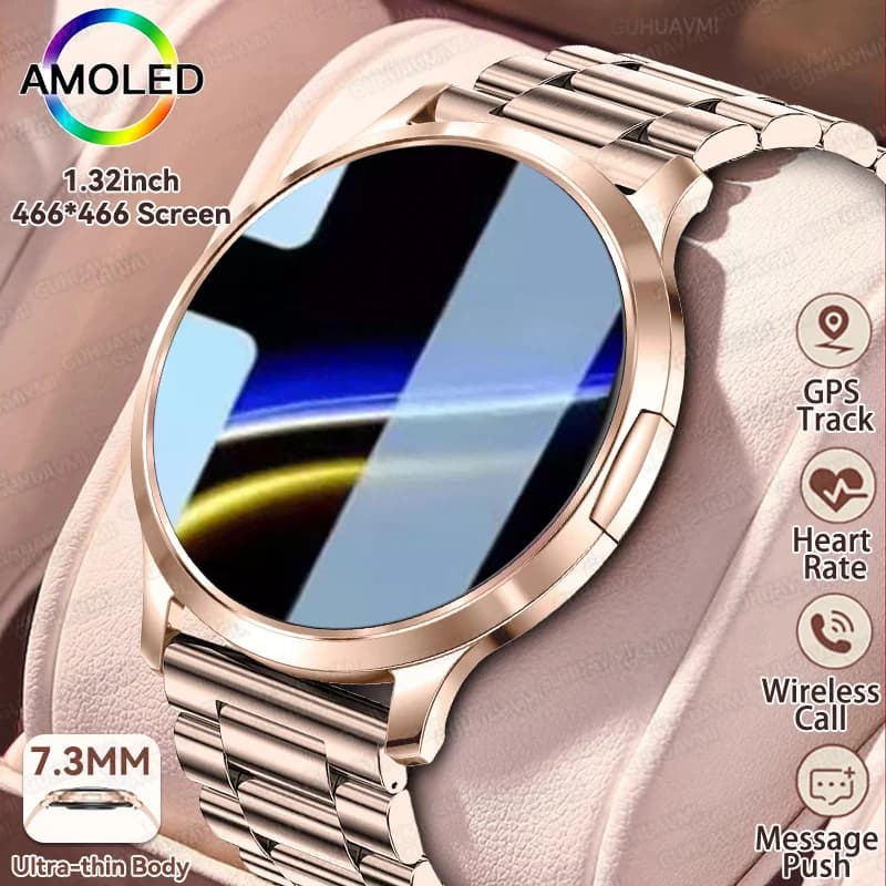 2025 New 1.32 "Ultra-thin Smart Watch for Women IP68 Waterproof Heart Rate Blood Pressure Call Bluetooth Fashion Smartwatch for Women