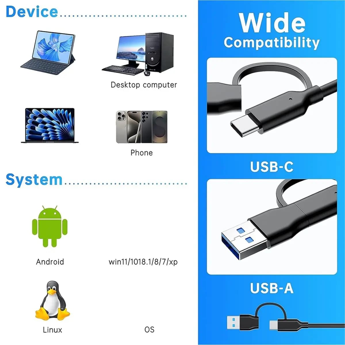 [VALUE PACK]Type A Card Reader USB 3.2 Gen2 10Gbps, 2-in-1 USB-C & USB-A Express Type A Adapter, Not for XQD
