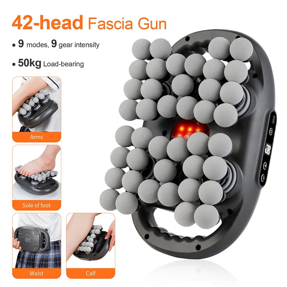 42 Heads Fascia Gun High Frequency Vibration Massage Device Deep Body Massage Back Waist Mask Massage Spalla Massage