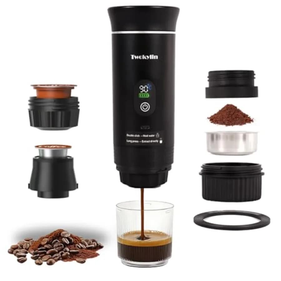 Portable coffee maker Espresso machine, Small battery-powered coffee cup Self-heating portable espresso capsule machine, 3-IN-1