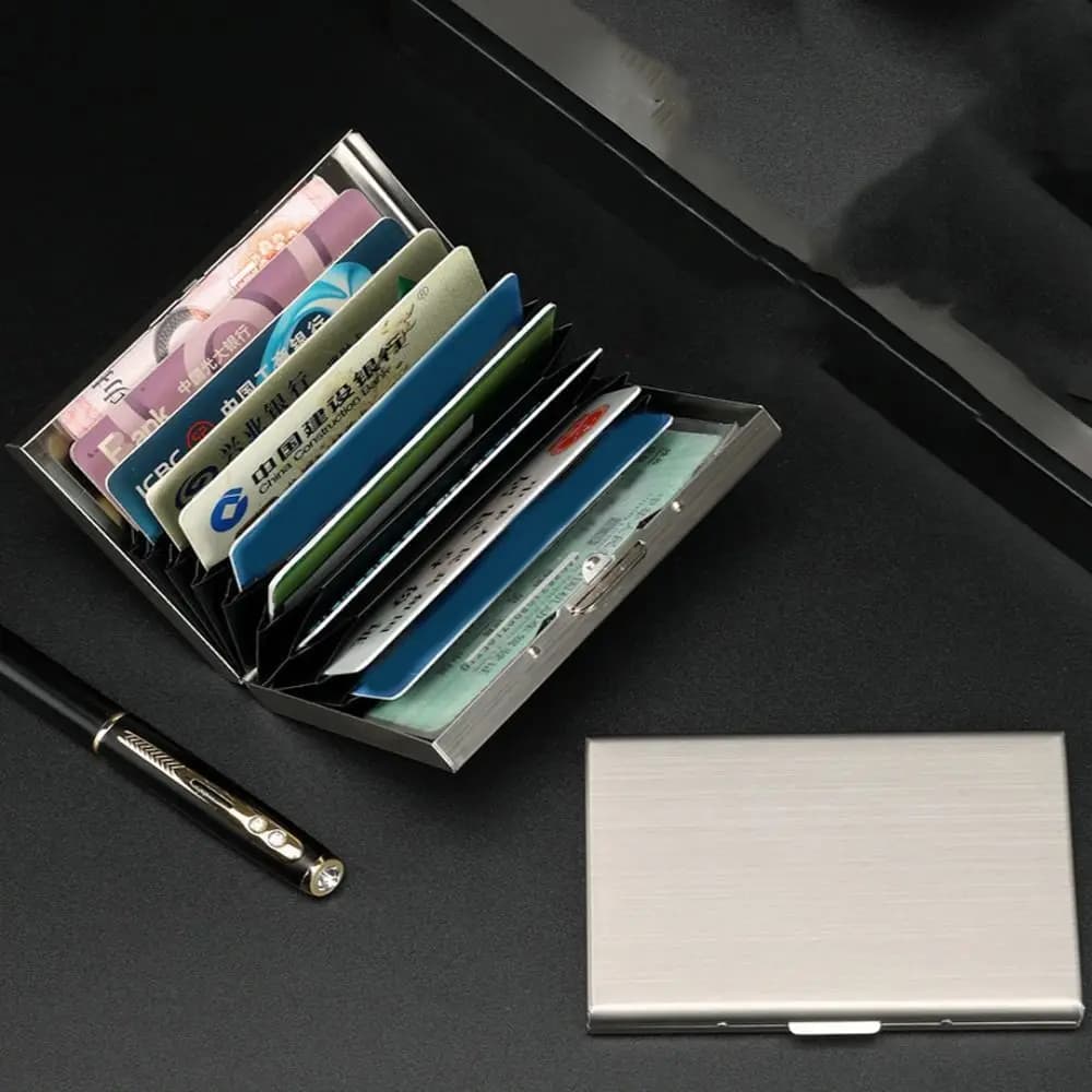 Porta Carte di Credito con 10 Scomparti, Album Multicard, Custodia Antimagnetica per Carte, Scatola per Carte di Credito, Porta Passaporto e Carte Bancarie