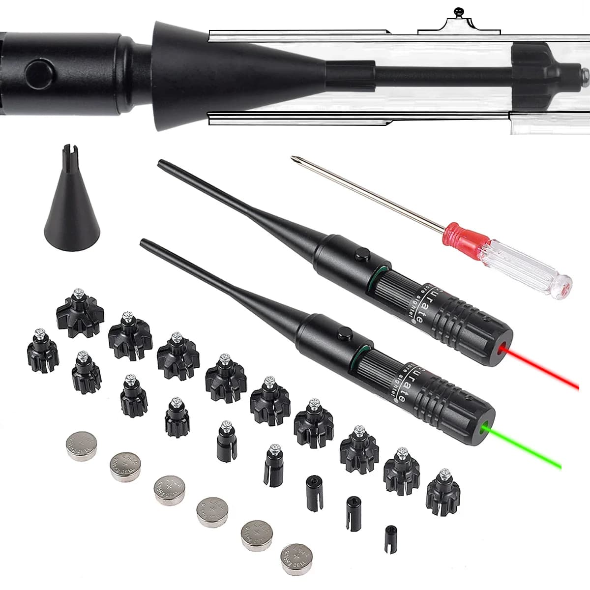 Calibratore laser verde rosso Calibratore in lega di alluminio Calibratore turn-free con 18 adattatori Strumento strumento di mira transfrontaliero