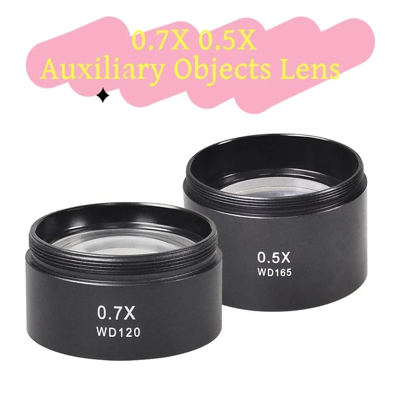 Obiettivo Ausiliario per Microscopio SIKO 0.5X WD165mm con Filettatura 48mm, Lente Barlow Zoom Stereo per Microscopio e Fotocamera, Riparazione Saldature