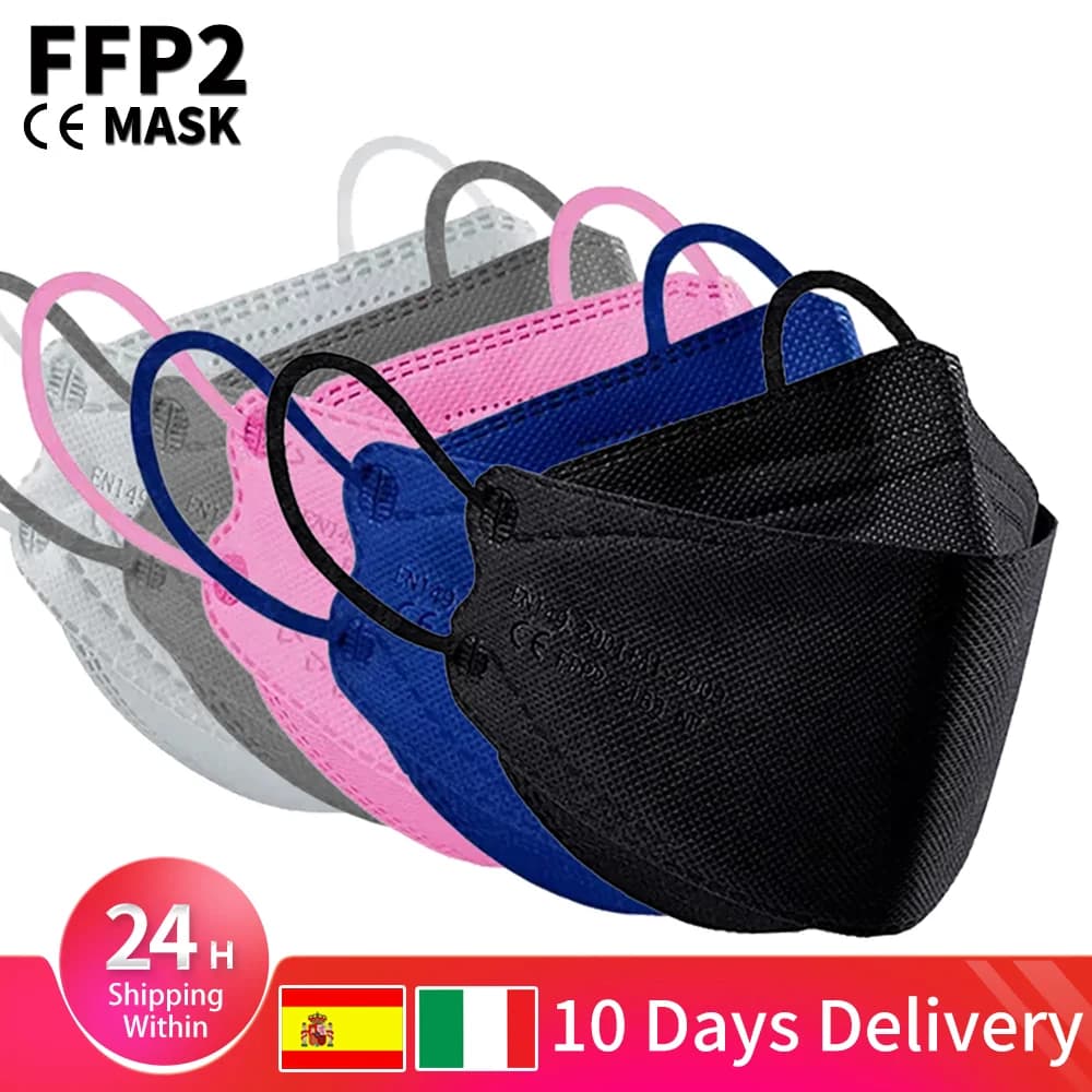 10-200 pz Nero KN95 CE FFP2 Maschere per il viso 4 Strati Non tessuto Maschera Traspirante mascarilla fpp2 homologada mascarillas fpp2 kn95 maschera