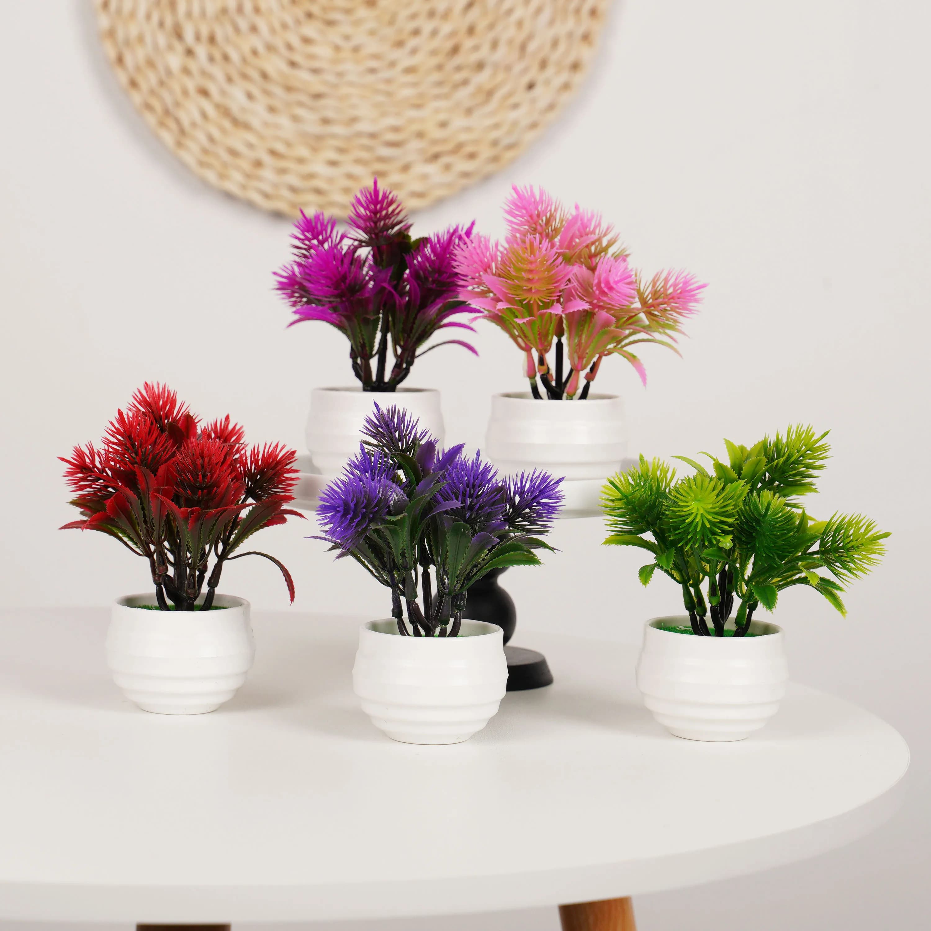 Mini Artificial Plants Bonsai Small Plants in Simplified Pine Pot Plants Fake Flowers Office Table Vase Ornaments Garden House Decorations
