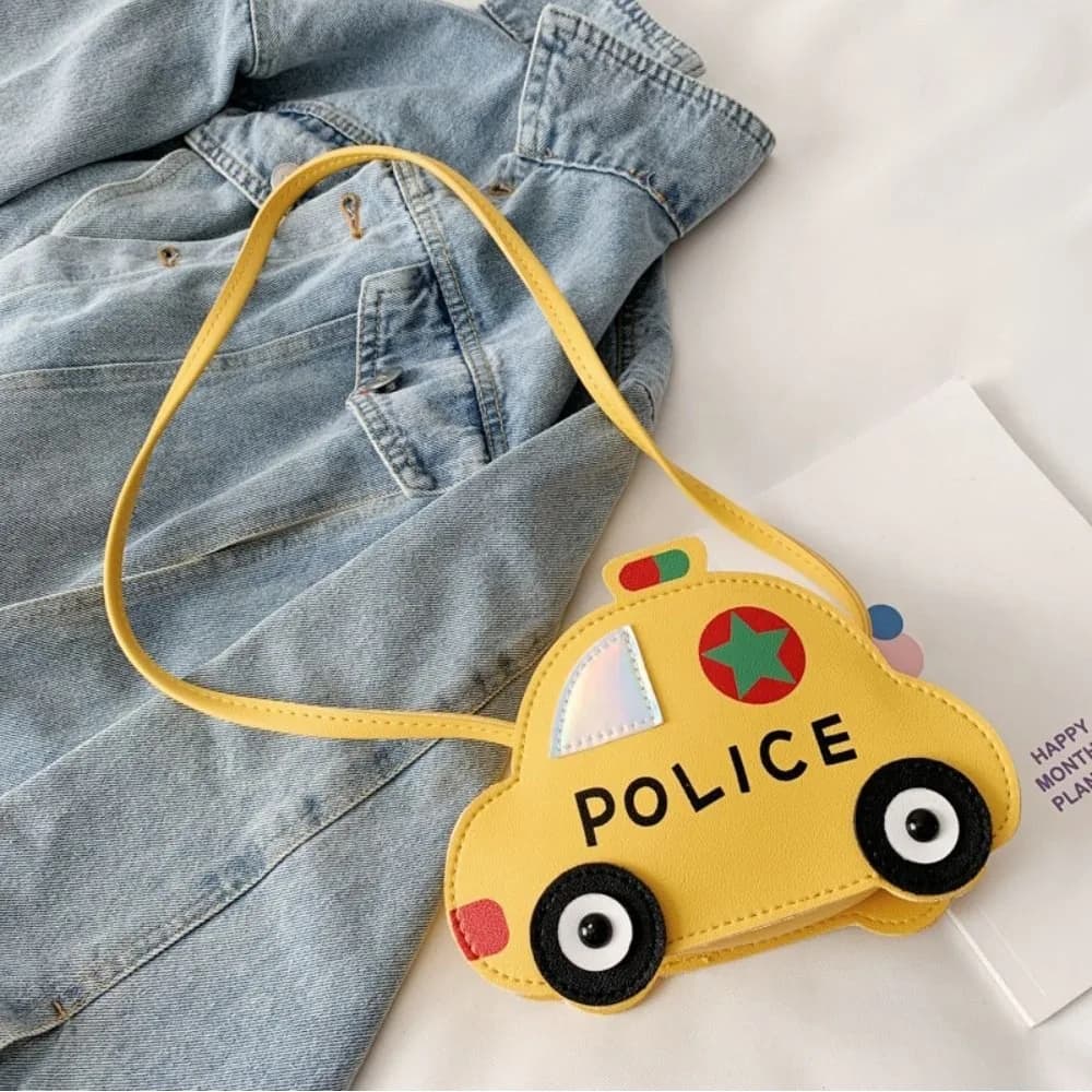 Creative PU Leather Children's Shoulder Bag Cartoon Car Shape 3D Crossbody Bag Splicing Coin Purse for Kids