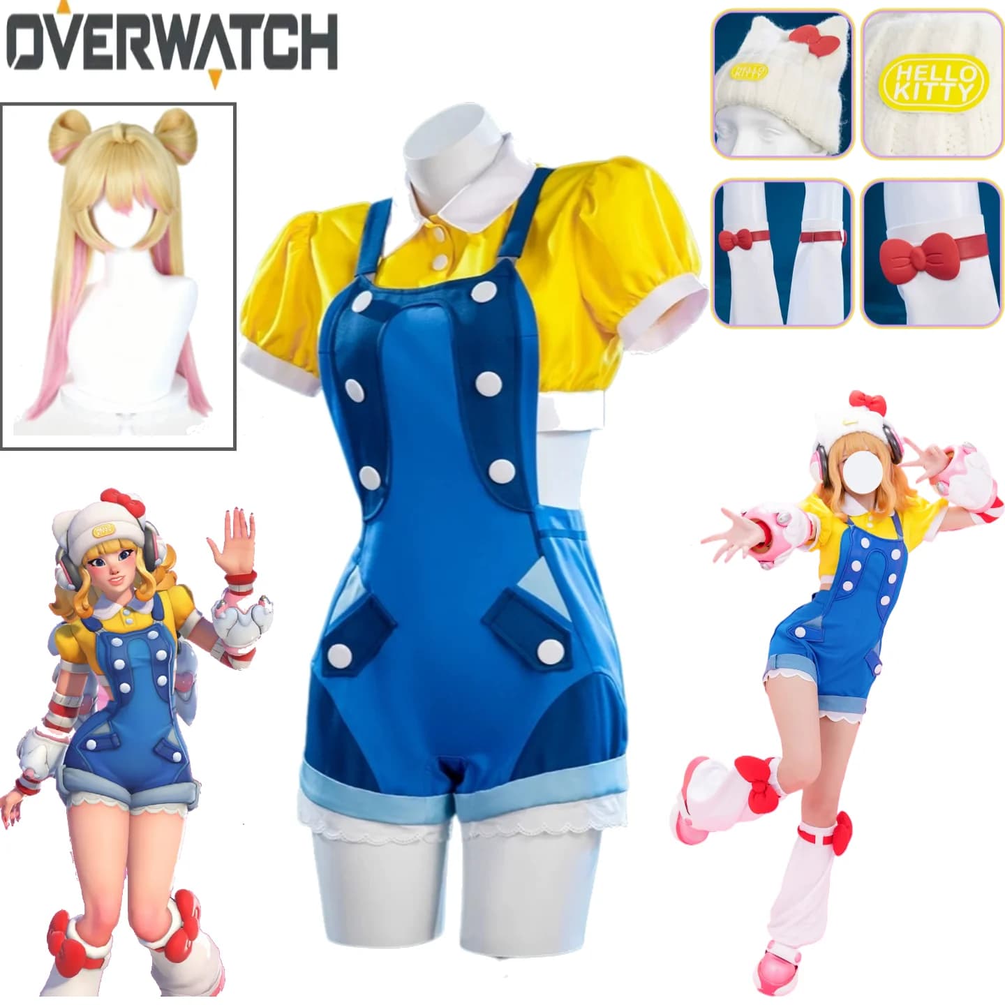 Overwatch 2 Juno Cosplay Costume Collaboration Overalls Hat Wig Set Halloween Party Cosplay Juno Suits for Women's Man