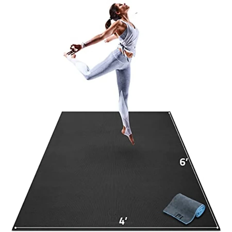 Home gym flooring: extra thick wide non-slip yoga mat 6'x4', 7'x5', 8mm,ultra comfortable barefoot fitness mat, anti-fatigue st