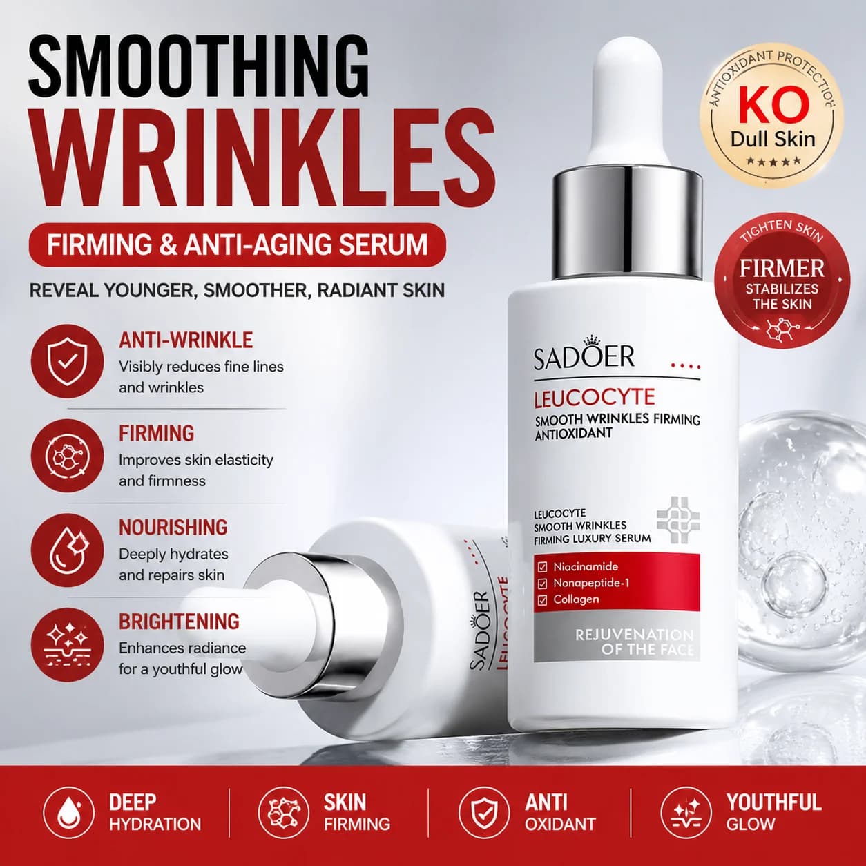 Luxurious anti-wrinkle and firming face with white blood cells, repairer, anti-aging, collagen nutrients for skin care