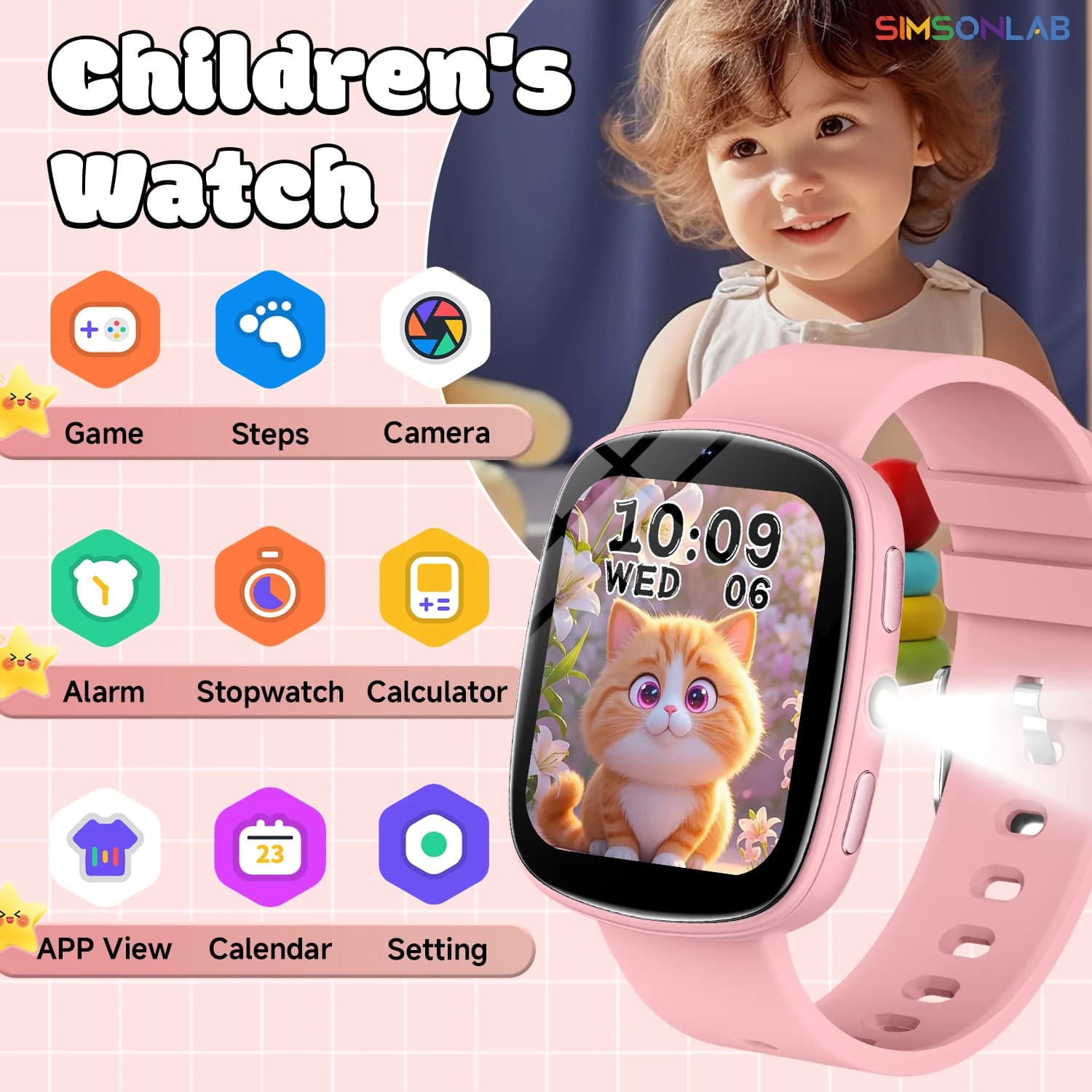 NUOVO Smart Watch per bambini Touch Screen Controllo fotocamera 260mAh Batteria lunga Torcia 22 giochi Impara partner Ragazzi Ragazze Regali
