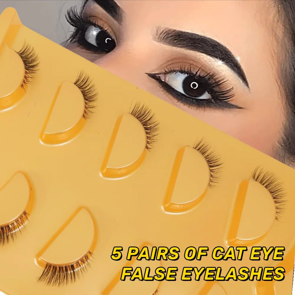 5 pairs Short Natural Coner Lash Charming Hademade transparent Clear Band half eyelashes