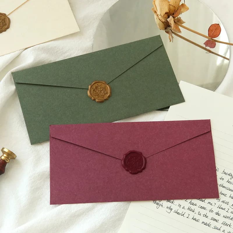 50pcs/lot 22x11CM Kraft Paper Vintage Envelope Wax Seal for Wedding Invitations Greeting Cards Festival Blessing Letter