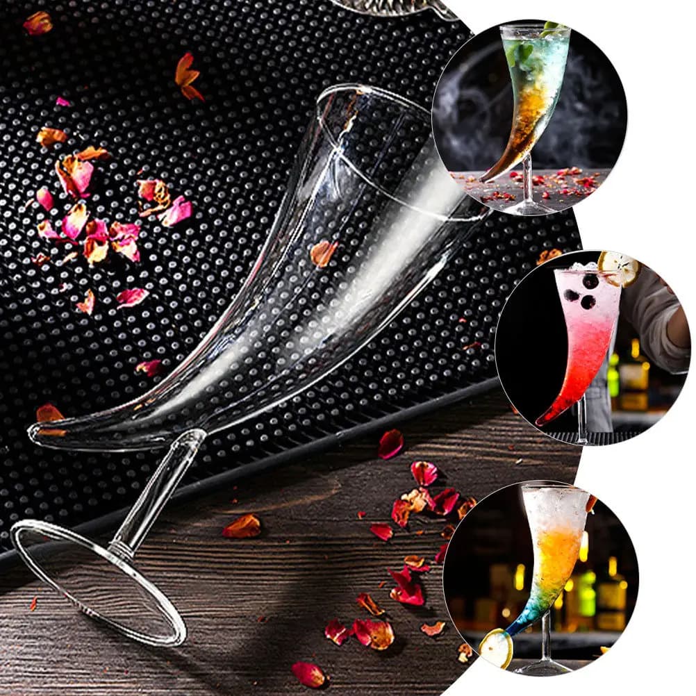 2 bicchieri da cocktail in vetro con design a corno di bue, delicati e multifunzionali, per bar, ristoranti, hotel, riunioni e anniversari.